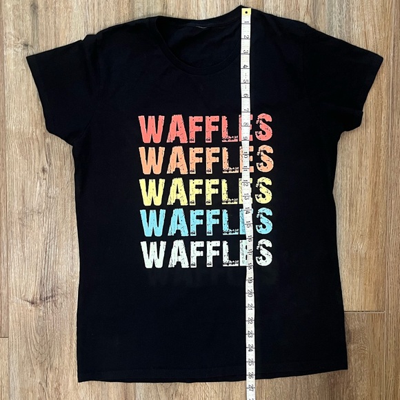 Black Short Sleeve Waffles T Shirt, Female Fit, runs a little small - Picture 3 of 5